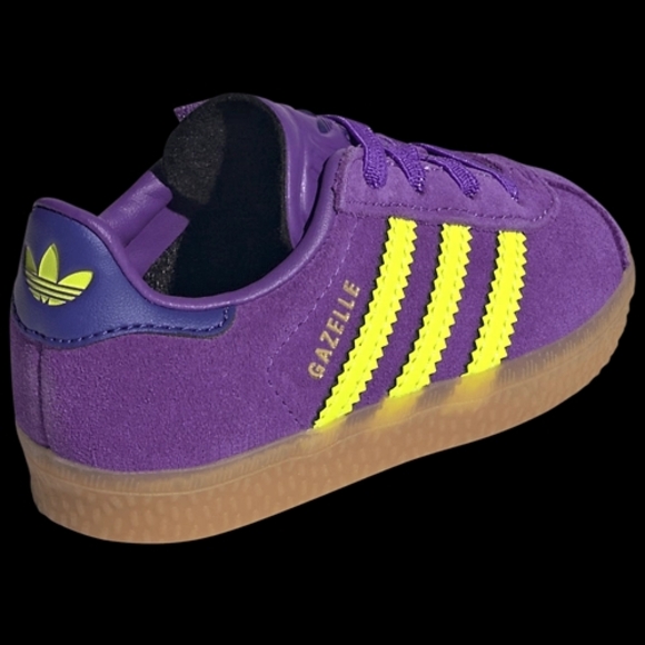 🆕 Adidas Gazelle Purple and Yellow Sneakers - Picture 5 of 9